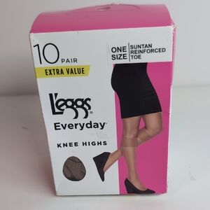 L'eggs Everyday Knee Highs - Suntan 10 Pair
